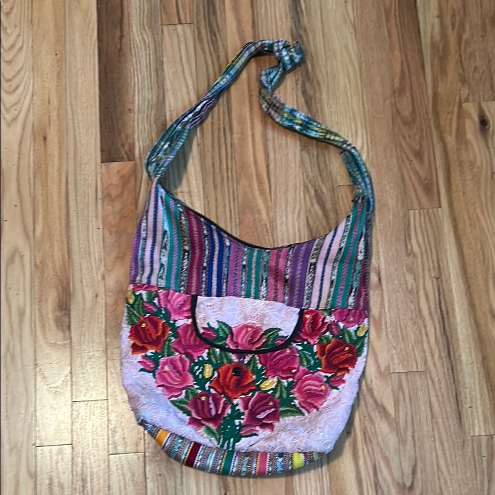 Women's Boho Bag Floral Tapestry Multi Colored Shoulder Strap